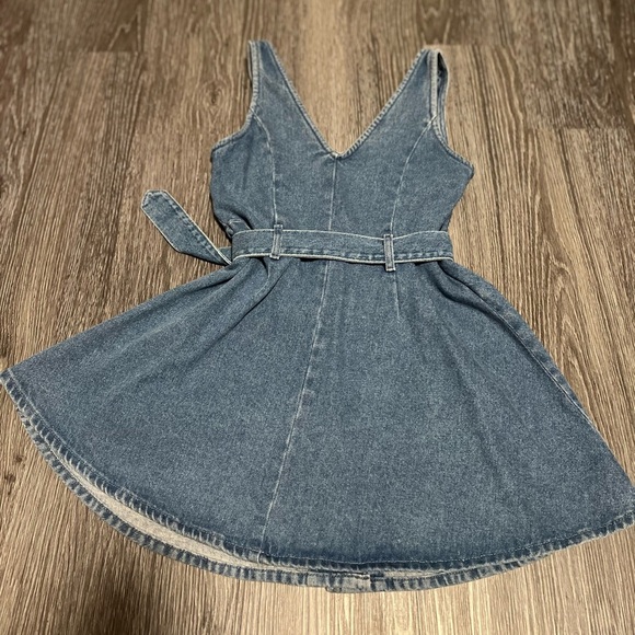 ASOS Blue and Gold Mini Sundress V-neck Sleeveless - Picture 6 of 7